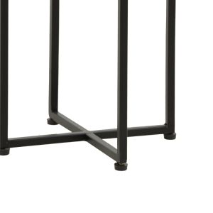 Miles Industrial side table solid acacia wood in natural shade with black metal legs 29x29x54cm