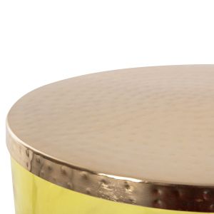 Side table Rane light green glass base-metal top in gold D36x47cm Hm9731