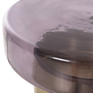 Side table Round Carmo purple glass top-gold metal base D39x54cm Hm9728