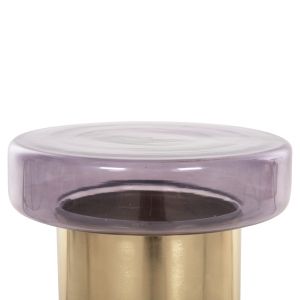 Side table Round Carmo purple glass top-gold metal base D39x54cm Hm9728