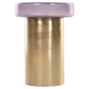 Side table Round Carmo purple glass top-gold metal base D39x54cm Hm9728