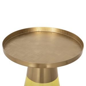 Side table Valery light green glass base-metal top in gold D39.5x52cm Hm9732