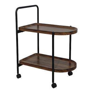 SIDE TABLE TROLLEY WHELEA, MDF-METAL, WALNUT-BLACK COLOR, 40X60X69CM