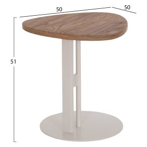 Oval side table Alper Hm18328 Mdf in sonama - metal base in white 50x50x51cm.