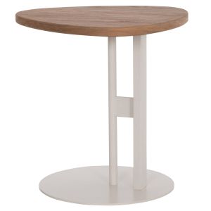 Oval side table Alper Hm18328 Mdf in sonama - metal base in white 50x50x51cm.