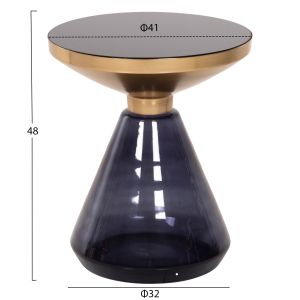 Side table Demmy black glass top and purple glass base - metal part in gold D41x48hcm Hm9727