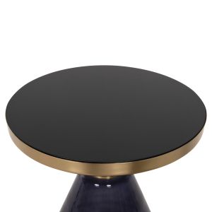 Side table Demmy black glass top and purple glass base - metal part in gold D41x48hcm Hm9727