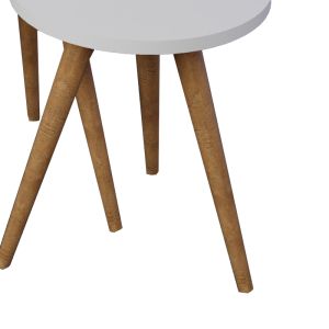 Perjene side tables set of 3, white melamine and wooden legs