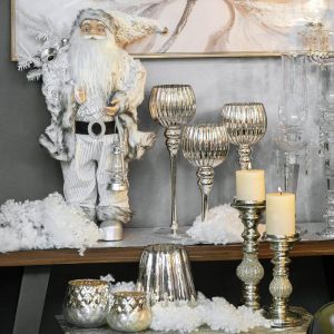 Glass table candlestick Fl753 silver color 11x24cm