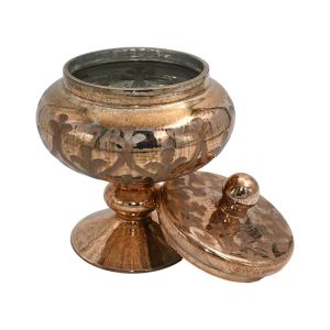 Glass decorative candy box Fl28022 copper color 17x16cm