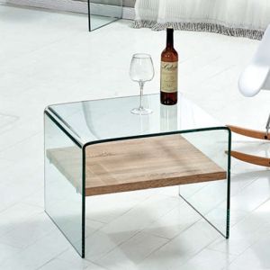 Glass table Compton Clear Club Mdf top 63x50x48cm Glass Line