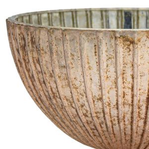 Стъклена чаша с основа Fl1946 розова с метална повърхност 18x16см