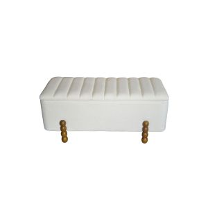 Табуретка Daph Trunk бяло кадифе 90х41х37