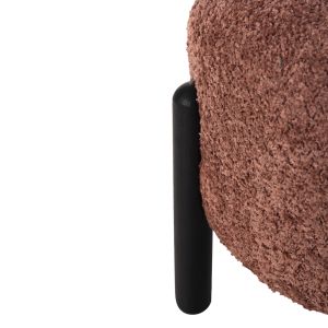 Табуретка Ewan розово букле -черни метални крака D45x36hcм Hm9596,02