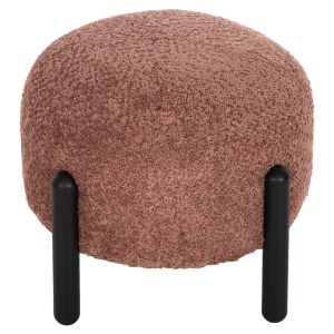 Табуретка Ewan розово букле -черни метални крака D45x36hcм Hm9596,02