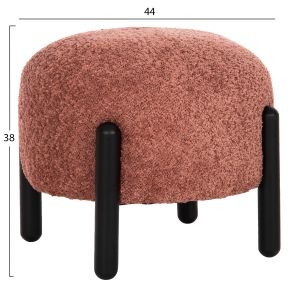 Табуретка Ewan розово букле -черни метални крака D45x36hcм Hm9596,02
