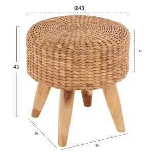 Табуретка Jim Hm7824 тиково дърво в естествен цвят - матирана седалка D43x43cm