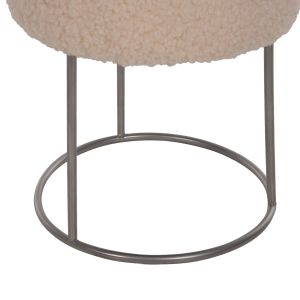 Табуретка Karlo Hm8411,23 букле цвят бял със сребърна база D35x41hcm