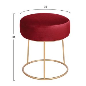Табуретка Karlo Velvet Golden Line Hm8411,06 червена със златна основа