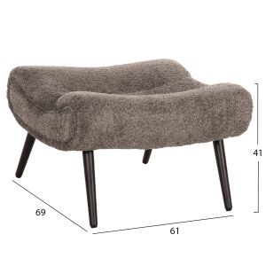 Табуретка Kemba Hm9606,01 сиво букле-с черни дървени крака 68x58x40hcm