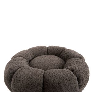 Табуретка Kripp Hm9602,01 сиво букле с черна метална база D60x31hcm