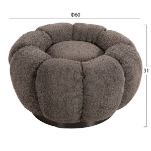 Табуретка Kripp Hm9602,01 сиво букле с черна метална база D60x31hcm