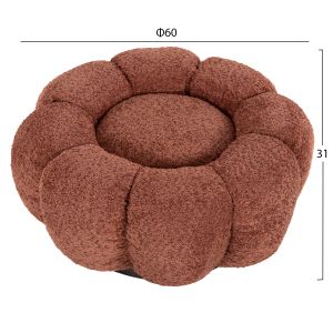 Табуретка Kripp Hm9602,02 розово букле с черна метална база D60x31hcm