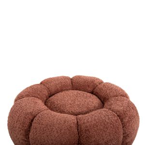 Табуретка Kripp Hm9602,02 розово букле с черна метална база D60x31hcm