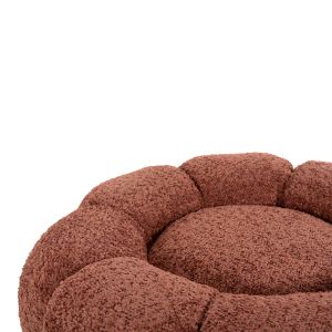 Табуретка Kripp Hm9602,02 розово букле с черна метална база D60x31hcm