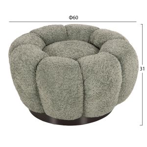 Табуретка Kripp Hm9602,05 букле цвят шам фъстък с черна метална база D60x31hcm