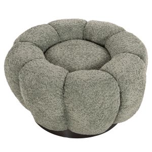 Табуретка Kripp Hm9602,05 букле цвят шам фъстък с черна метална база D60x31hcm