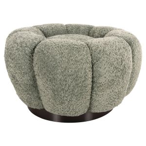 Табуретка Kripp Hm9602,05 букле цвят шам фъстък с черна метална база D60x31hcm