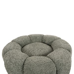 Табуретка Kripp Hm9602,05 букле цвят шам фъстък с черна метална база D60x31hcm