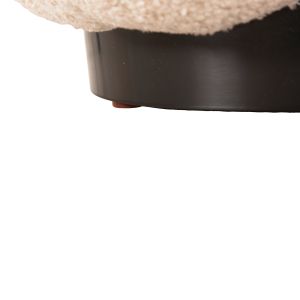 Табуретка Kripp Hm9602,06 букле цвят екрю с черна метална база D60x31hcm