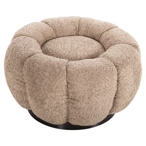 Табуретка Kripp Hm9602,08 бежово букле с черна метална база D60x31hcm