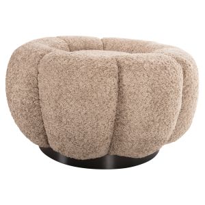 Табуретка Kripp Hm9602,08 бежово букле с черна метална база D60x31hcm