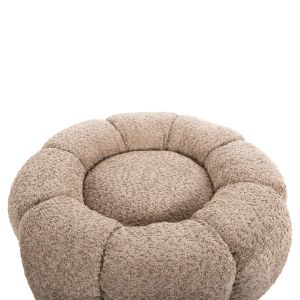 Табуретка Kripp Hm9602,08 бежово букле с черна метална база D60x31hcm