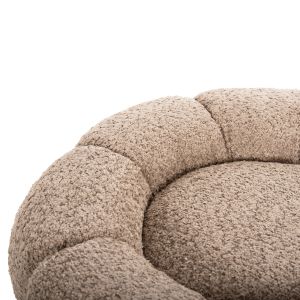 Табуретка Kripp Hm9602,08 бежово букле с черна метална база D60x31hcm