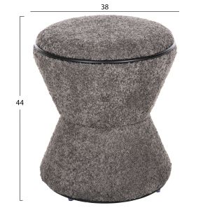 Табуретка Linner Hm9604,01 сиво букле с черни детайли D38,5x43hcm
