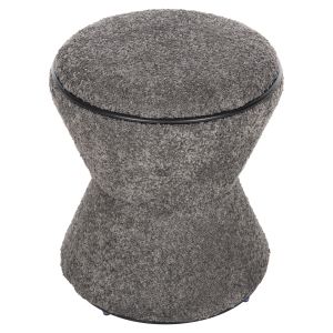 Табуретка Linner Hm9604,01 сиво букле с черни детайли D38,5x43hcm