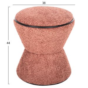 Табуретка Linner Hm9604,02 розово букле с черни детайли D38,5x43hcm