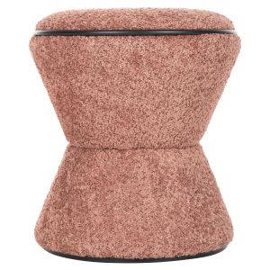 Табуретка Linner Hm9604,02 розово букле с черни детайли D38,5x43hcm