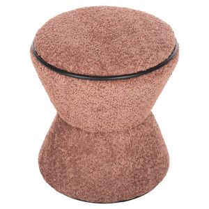 Табуретка Linner Hm9604,02 розово букле с черни детайли D38,5x43hcm