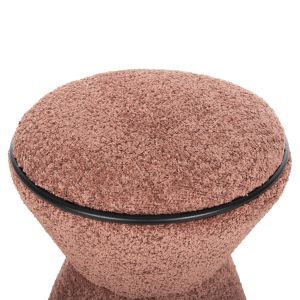 Табуретка Linner Hm9604,02 розово букле с черни детайли D38,5x43hcm