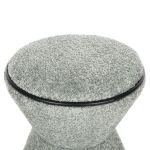 Табуретка Linner Hm9604,05 букле цвят шам фъстък с черни детайли D38,5x43hcm