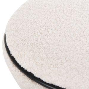 Табуретка Linner Hm9604,06 букле цвят екрю с черни детайли D38,5x43hcm