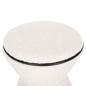 Табуретка Linner Hm9604,06 букле цвят екрю с черни детайли D38,5x43hcm