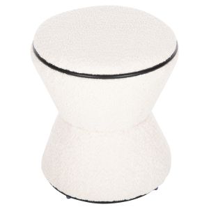Табуретка Linner Hm9604,06 букле цвят екрю с черни детайли D38,5x43hcm