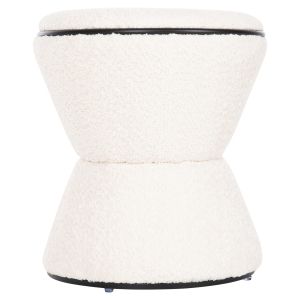 Табуретка Linner Hm9604,06 букле цвят екрю с черни детайли D38,5x43hcm