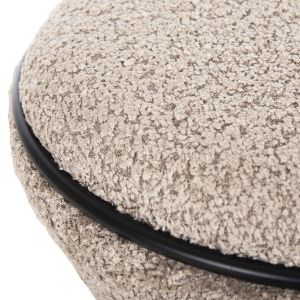 Табуретка Linner Hm9604,08 бежово букле с черни детайли D38,5x43hcm